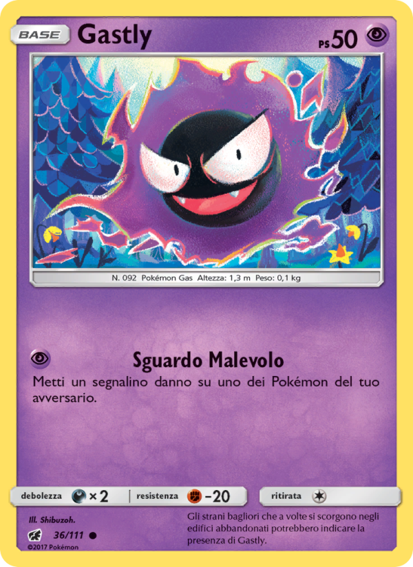 Gastly 036/124 — Crimson Invasion (Italian Pokémon TCG card)