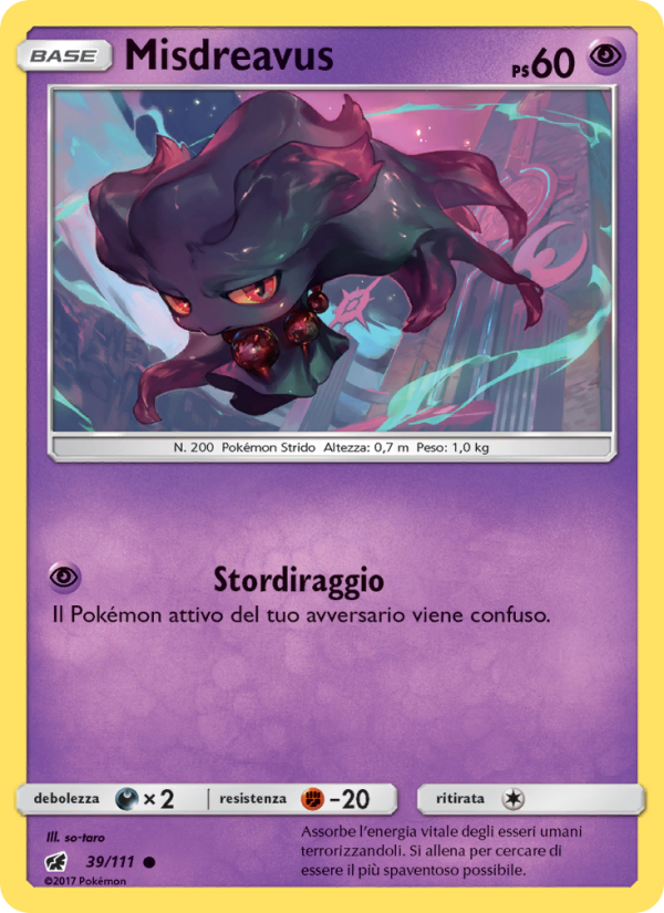 Misdreavus 039/124 — Crimson Invasion (Italian Pokémon TCG card)