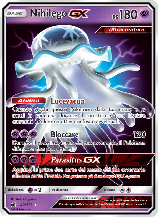 Nihilego GX 049/124 — Crimson Invasion (Italian Pokémon TCG card)