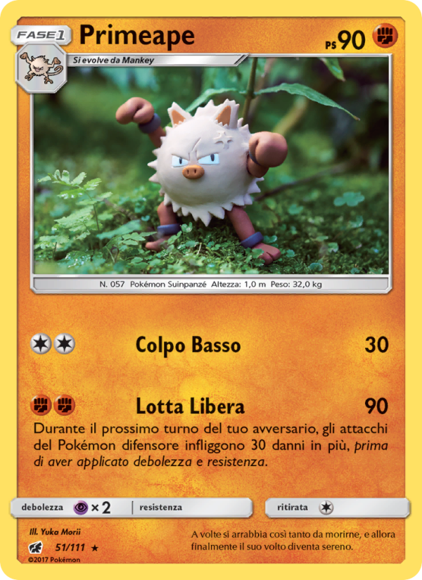 Primeape 051/124 — Crimson Invasion (Italian Pokémon TCG card)
