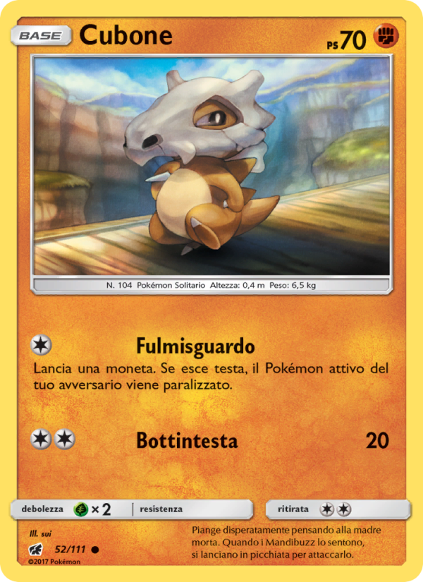 Cubone 052/124 — Crimson Invasion (Italian Pokémon TCG card)