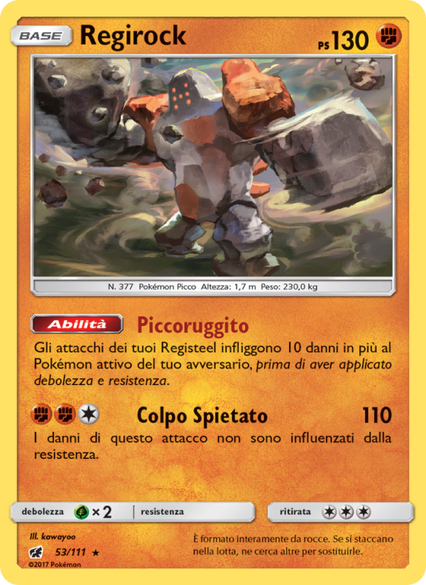 Regirock 053/124 — Crimson Invasion (Italian Pokémon TCG card)