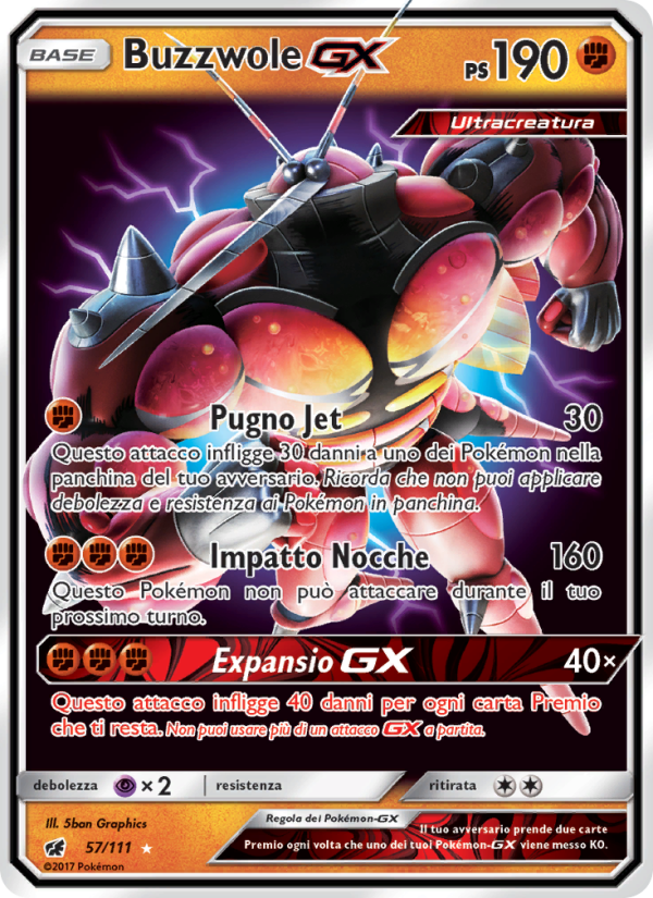Buzzwole GX 057/124 — Crimson Invasion (Italian Pokémon TCG card)
