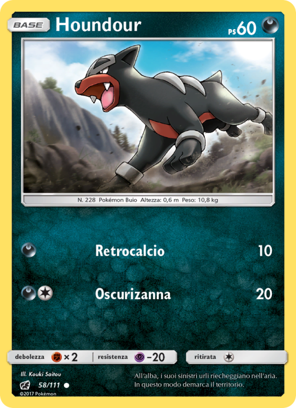 Houndour 058/124 — Crimson Invasion (Italian Pokémon TCG card)