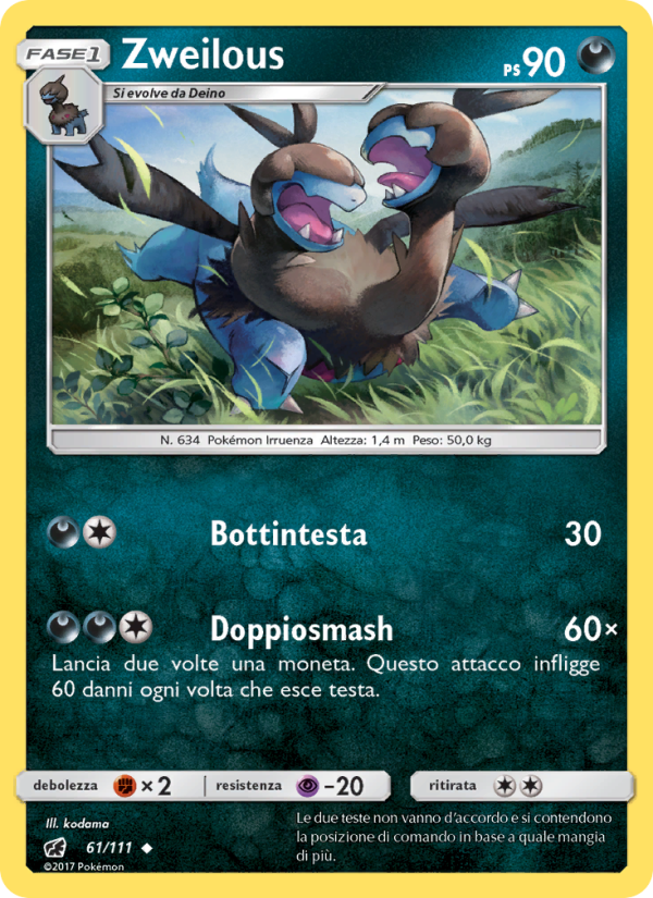 Zweilous 061/124 — Crimson Invasion (Italian Pokémon TCG card)