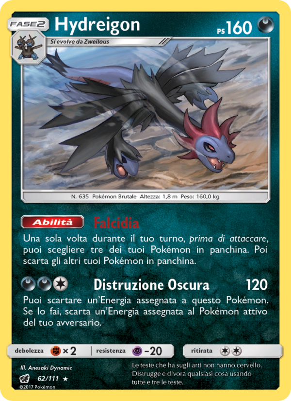 Hydreigon 062/124 — Crimson Invasion (Italian Pokémon TCG card)