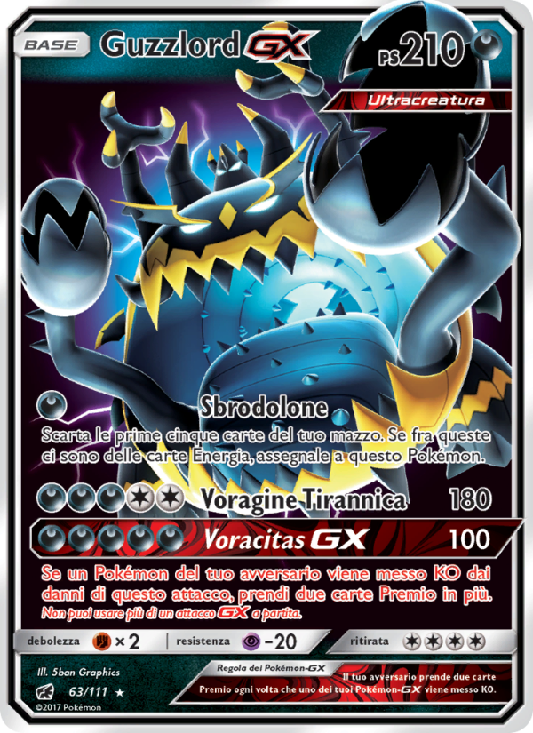 Guzzlord GX 063/124 — Crimson Invasion (Italian Pokémon TCG card)