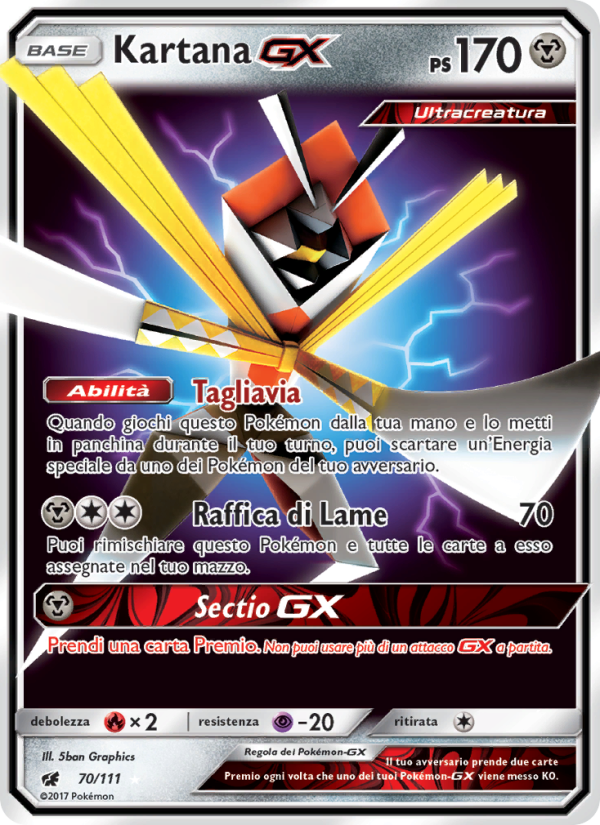 Kartana GX 070/124 — Crimson Invasion (Italian Pokémon TCG card)