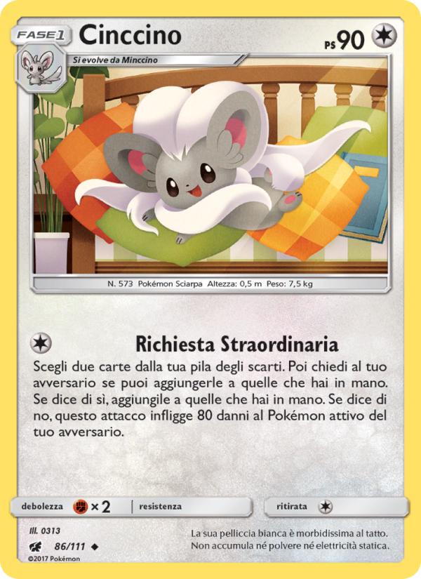 Cinccino 086/124 — Crimson Invasion (Italian Pokémon TCG card)