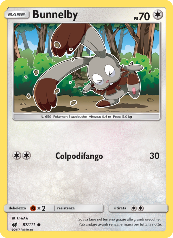 Bunnelby 087/124 — Crimson Invasion (Italian Pokémon TCG card)