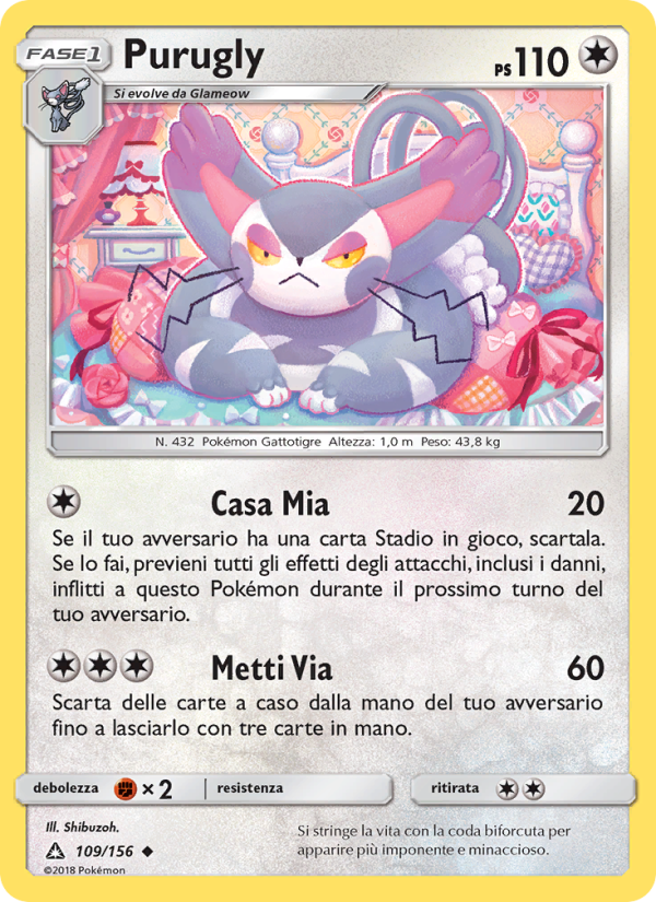 Purugly 109/173 — Ultra Prism (Italian Pokémon TCG card)