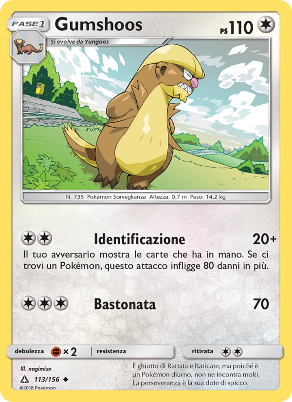 Gumshoos 113/173 — Ultra Prism (Italian Pokémon TCG card)