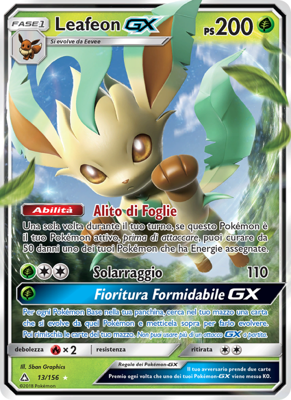 Leafeon GX 013/173 — Ultra Prism (Italian Pokémon TCG card)