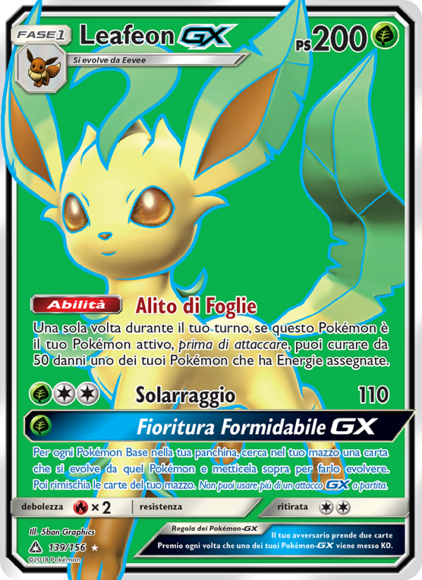 Leafeon GX 139/173 — Ultra Prism (Italian Pokémon TCG card)