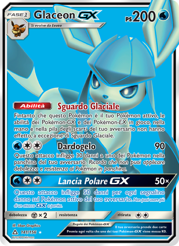 Glaceon GX 141/173 — Ultra Prism (Italian Pokémon TCG card)