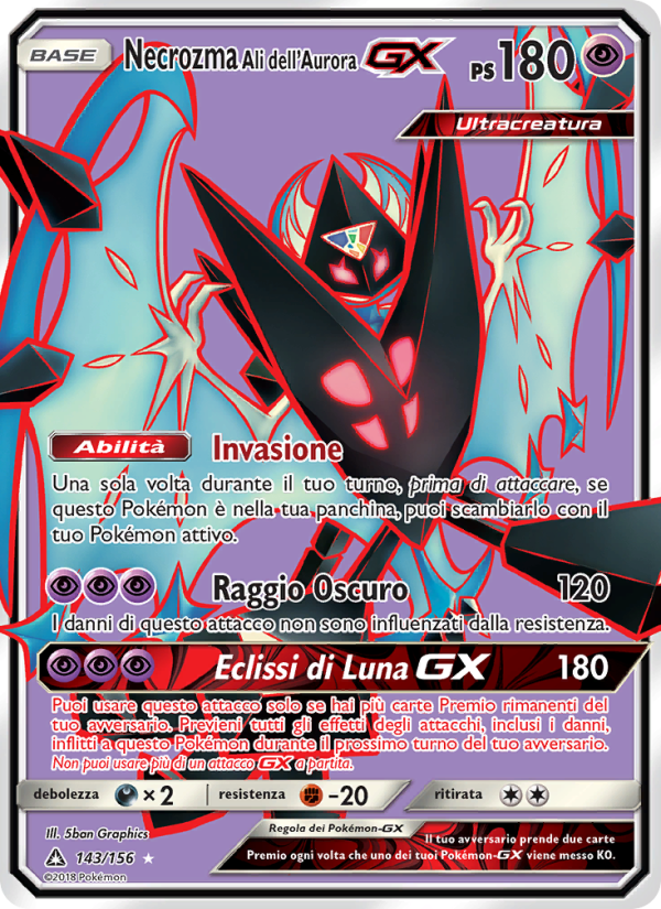 Necrozma Ali dell’Aurora GX 143/173 — Ultra Prism (Italian Pokémon TCG card)