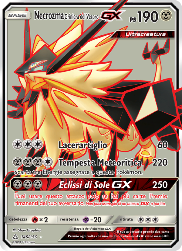 Necrozma Criniera del Vespro GX 145/173 — Ultra Prism (Italian Pokémon TCG card)