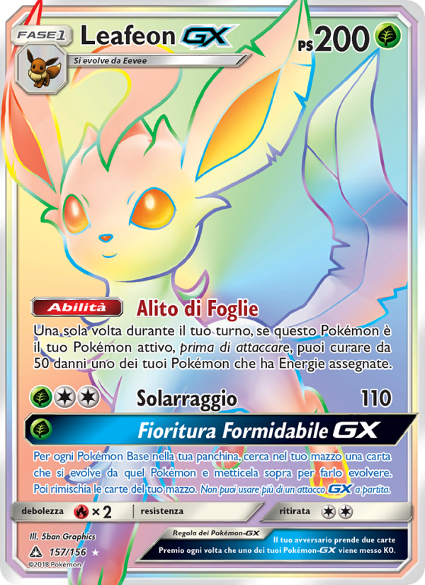 Leafeon GX 157/173 — Ultra Prism (Italian Pokémon TCG card)
