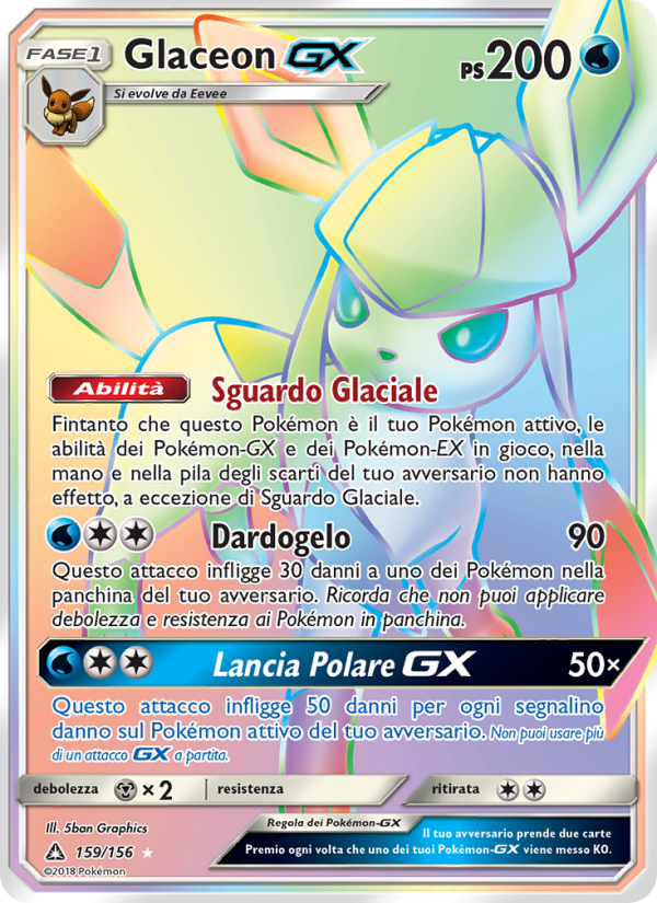 Glaceon GX 159/173 — Ultra Prism (Italian Pokémon TCG card)