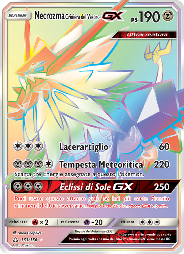 Necrozma Criniera del Vespro GX 163/173 — Ultra Prism (Italian Pokémon TCG card)