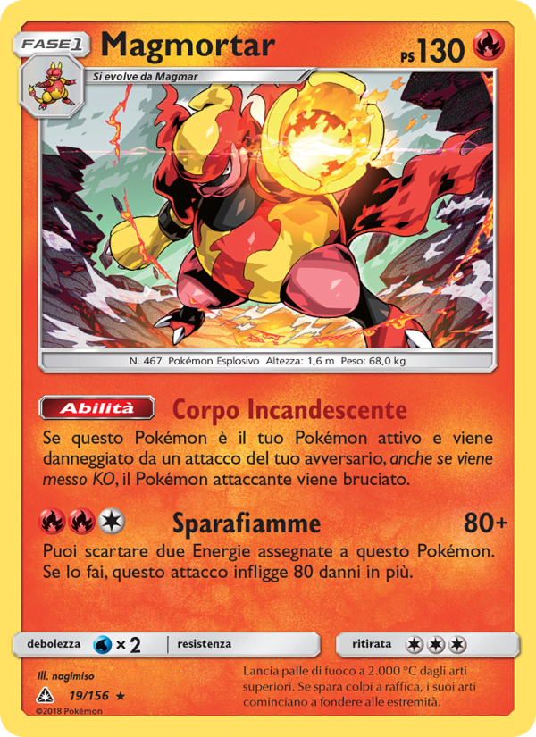 Magmortar 019/173 — Ultra Prism (Italian Pokémon TCG card)