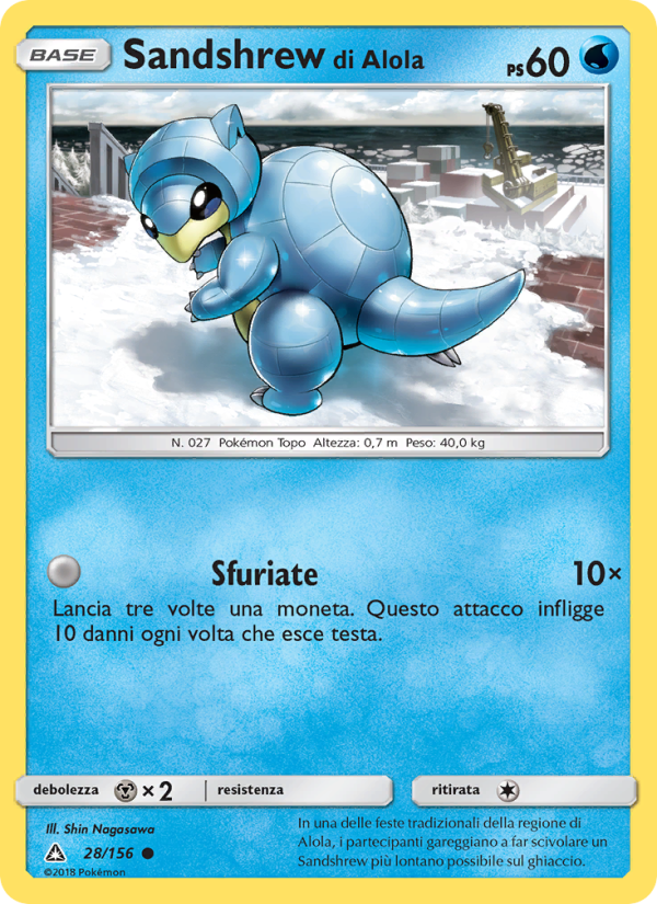 Sandshrew di Alola 028/173 — Ultra Prism (Italian Pokémon TCG card)