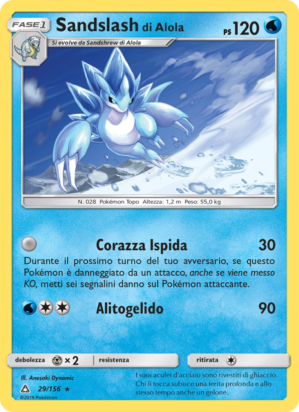 Sandslash di Alola 029/173 — Ultra Prism (Italian Pokémon TCG card)