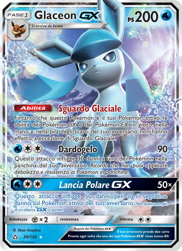 Glaceon GX 039/173 — Ultra Prism (Italian Pokémon TCG card)