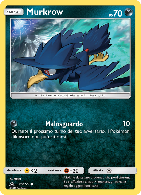 Murkrow 071/173 — Ultra Prism (Italian Pokémon TCG card)