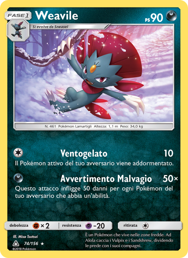 Weavile 074/173 — Ultra Prism (Italian Pokémon TCG card)