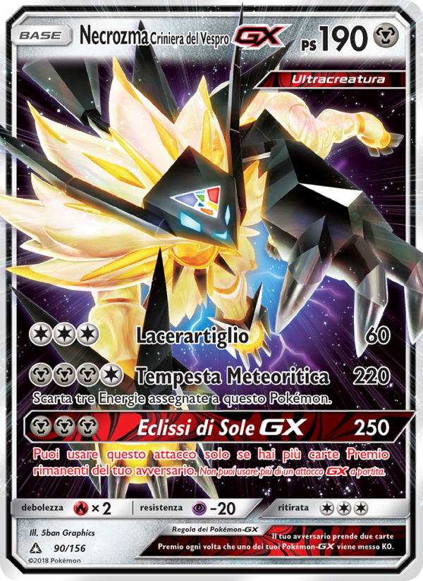 Necrozma Criniera del Vespro GX 090/173 — Ultra Prism (Italian Pokémon TCG card)