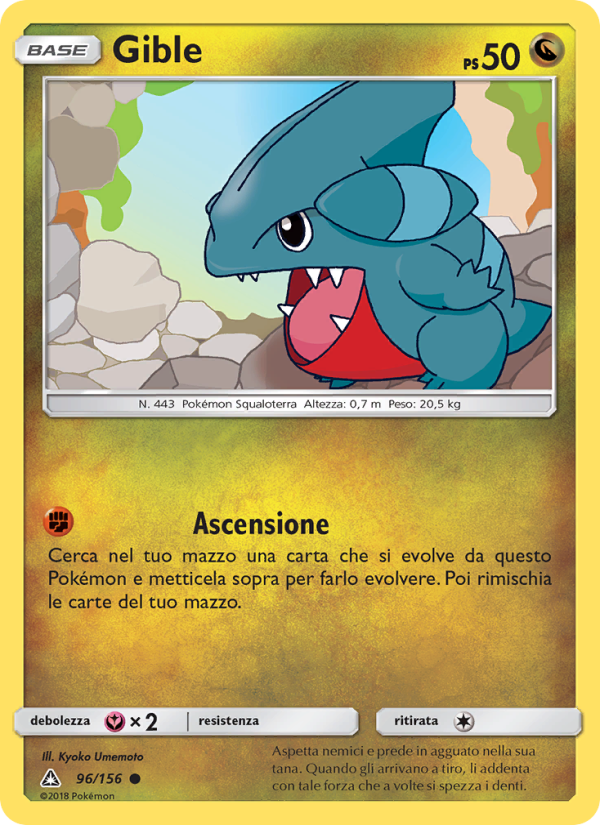 Gible 096/173 — Ultra Prism (Italian Pokémon TCG card)