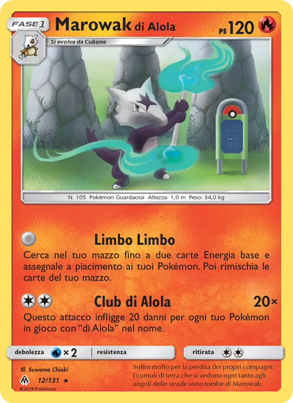 Marowak di Alola 012/146 — Grauen Der Lichtfinsternis (Italian Pokémon TCG card)