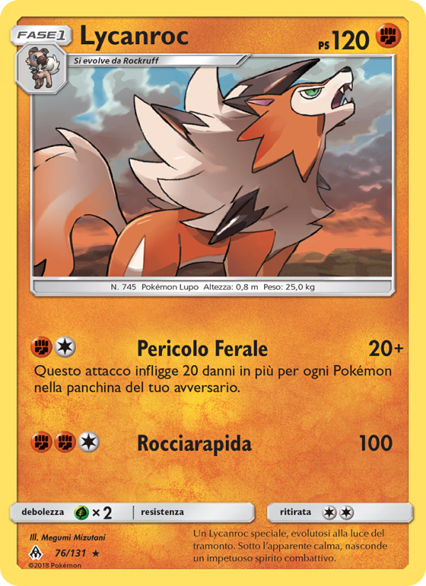 Lycanroc 076/146 — Grauen Der Lichtfinsternis (Italian Pokémon TCG card)