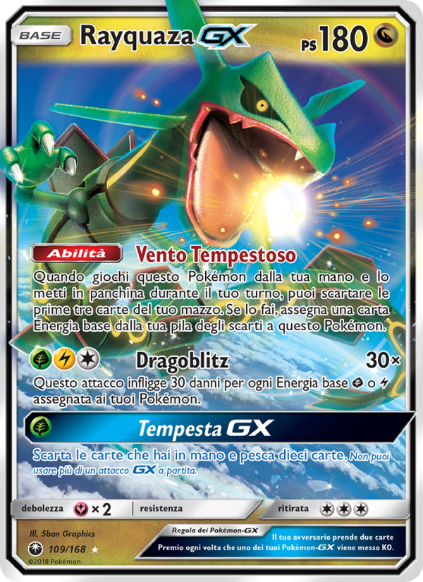 Rayquaza GX 109/183 — Celestial Storm (Italian Pokémon TCG card)