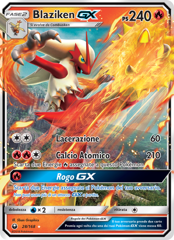 Blaziken GX 028/183 — Celestial Storm (Italian Pokémon TCG card)