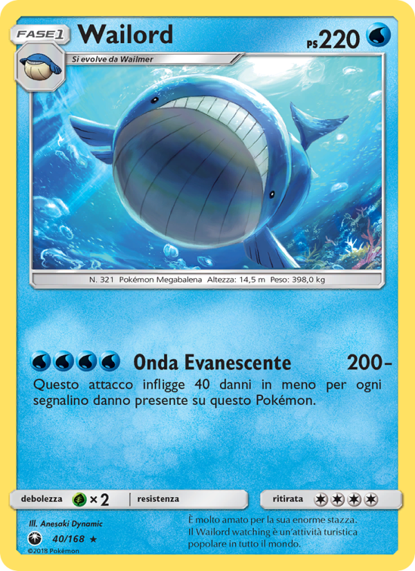 Wailord 040/183 — Celestial Storm (Italian Pokémon TCG card)