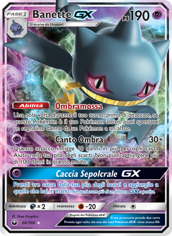 Banette GX 066/183 — Celestial Storm (Italian Pokémon TCG card)
