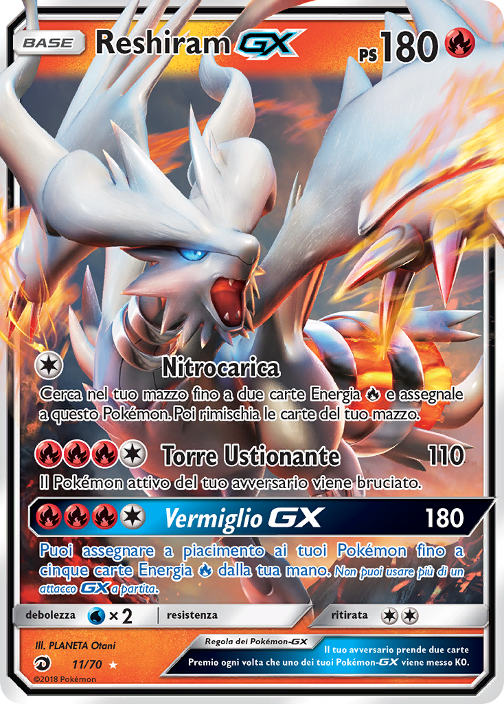 Reshiram GX 011/78 — Dragon Majesty (Italian Pokémon TCG card)