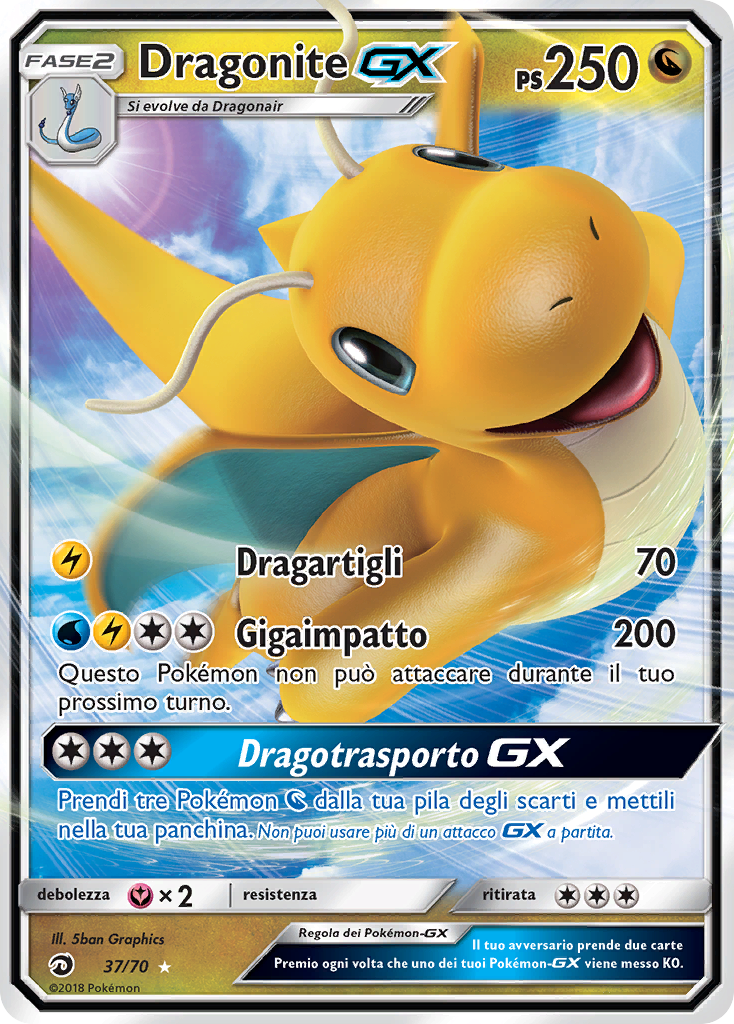Dragonite GX 037/78 — Dragon Majesty (Italian Pokémon TCG card)
