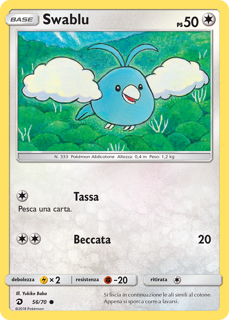 Swablu 056/78 — Dragon Majesty (Italian Pokémon TCG card)
