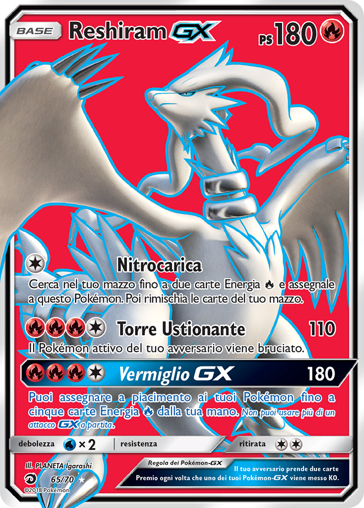 Reshiram GX 065/78 — Dragon Majesty (Italian Pokémon TCG card)