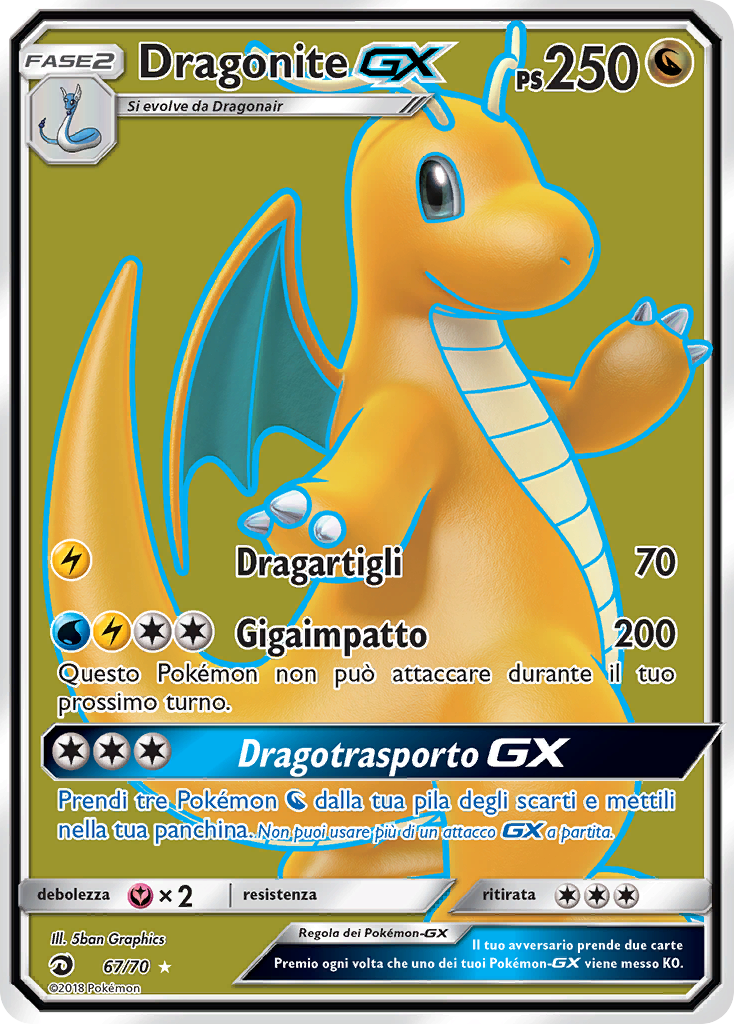 Dragonite GX 067/78 — Dragon Majesty (Italian Pokémon TCG card)