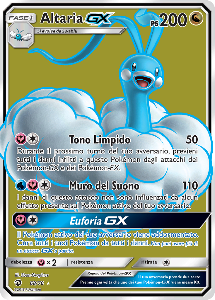 Altaria GX 068/78 — Dragon Majesty (Italian Pokémon TCG card)
