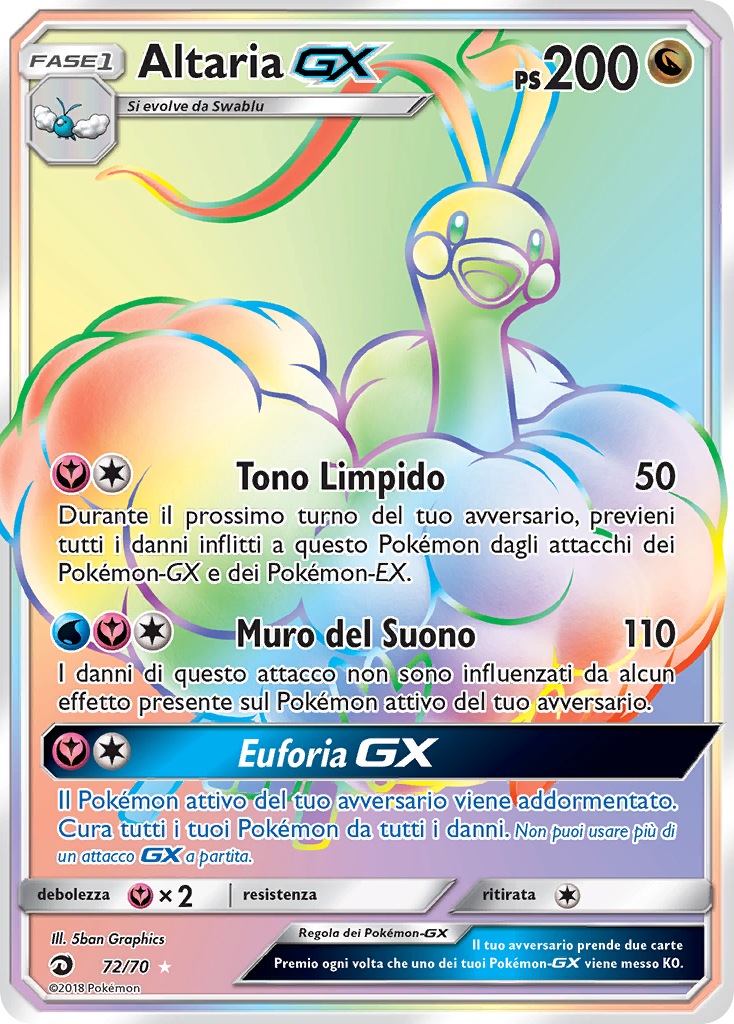 Altaria GX 072/78 — Dragon Majesty (Italian Pokémon TCG card)