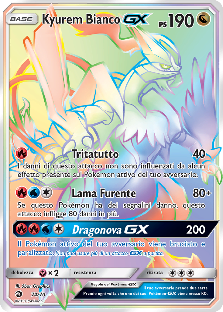 Kyurem Bianco GX 074/78 — Dragon Majesty (Italian Pokémon TCG card)