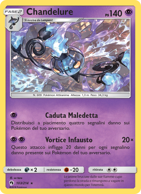 Chandelure 103/236 — Lost Thunder (Italian Pokémon TCG card)