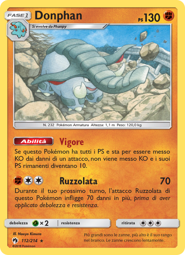 Donphan 112/236 — Lost Thunder (Italian Pokémon TCG card)