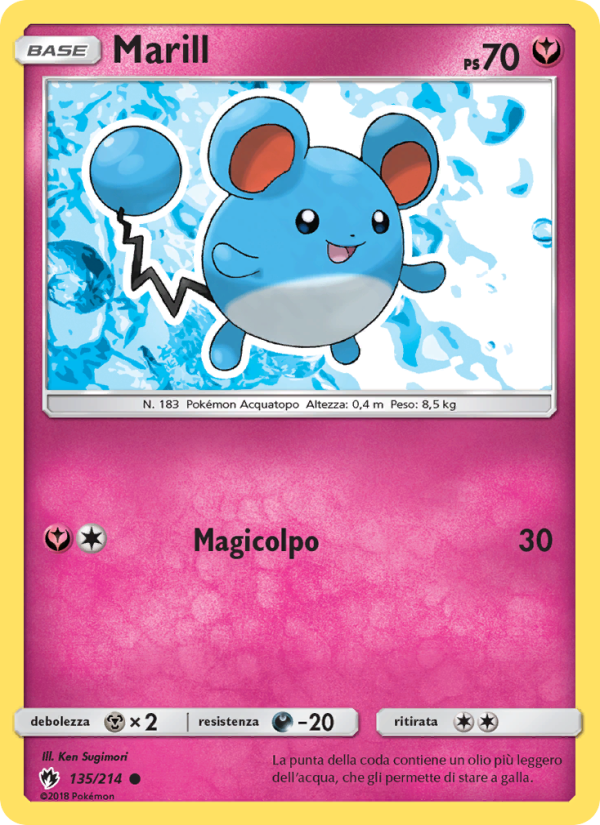 Marill 135/236 — Lost Thunder (Italian Pokémon TCG card)