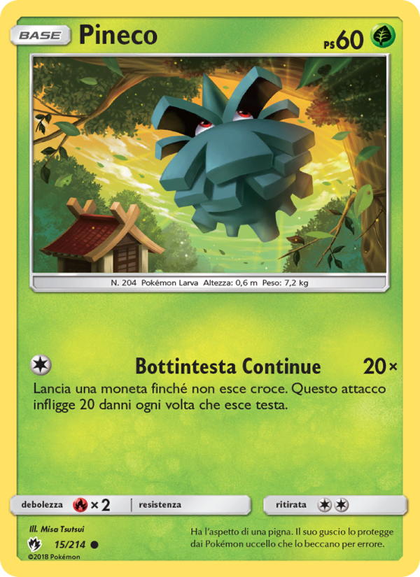 Pineco 015/236 — Lost Thunder (Italian Pokémon TCG card)